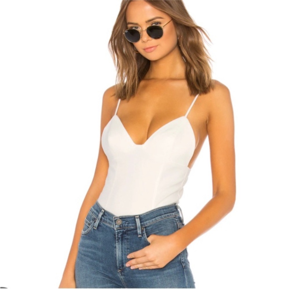 Superdown White Denim Bodysuit
